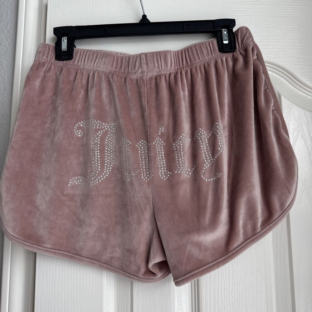 Juicy Couture Velour Sleep Shorts Rhinestone “Juicy” Logo Lounge Large Pink Y2K